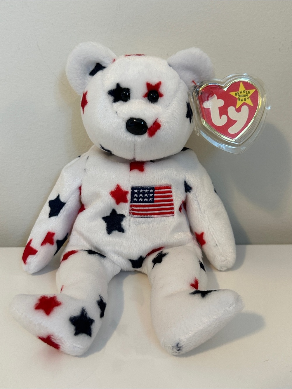 Rare Retired TY Beanie Baby Glory: Stars
& Stripes Teddy